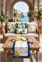Amalfi Lemon Patterned Digital Print 4-Piece Throw Pillow Cover Blue, Yellow, White Double-Sided Throw Pillow Cover with Hidden Zipper 43 X 43 cm 1 Runner 5-Piece Set Throw Pillow Cover Set
