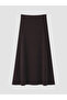 Brown A-Line Knit Skirt with Elastic Waistband