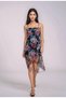 Women's Strappy Asymmetrical Skirt Floral Patterned Waist Fitted Summer Stylish Design Dress