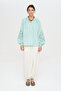 Women's Blouse with Openwork Lace Detail on the Sleeves and High Collar - 3