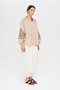 Women's Blouse with Openwork Lace Detail on the Sleeves and High Collar - 4