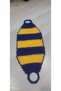 Hand-Knitted Bath Towel in Yellow and Navy Blue - 2