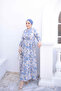 Blue Half-Buttoned Layered Dress with Elastic Sleeves - 2