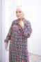 Navy Blue Half-Buttoned Layered Viscose Dress with Elastic Sleeves - 3