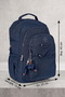 Unisex Navy Blue Waterproof Crinkle Fabric Backpack School Bag Travel Laptop Bag - 2