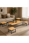 Rectangular Wooden Floor Tea Table Set 5 Pieces