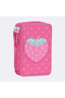 Pencil case with three fully equipped sections - STRAWBERRY