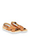 Tan Dark Leather Women's Flat Sandals - 2