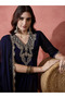 Navy Blue Silk Kameez Salwar & Dupatta - TRT1058-Navy Blue-Size-L-40-Inches - 4