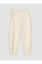 Ecru Textured Women's Trousers with Elastic Waist - 7