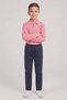 Boy's Pink Long Sleeve Polo Neck T-Shirt Navy Blue Ribbed Waist Canvas School Pants Bottom Top Set School Outfit