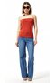Women's Tile/Cinnamon Strapless Crop Blouse - Summer Stretchy Plain Tube Top - 2
