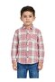 Boys Pink Checkered Long Sleeve Shirt
