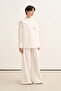 Women's Organic Cotton Shawl Collar Mobile Belt Skirted Blouse Ecru - 5