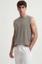 Beige Relax Fit Textured Men's Sleeveless T-Shirt