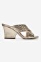 Lavean Gold Mesh Cross-Strapped Women's Wedge Heeled Slippers - 4
