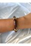 Women's Gold Detailed Marble Patterned Brown Bracelet - 2