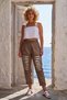 Italian Dark Beige Pocketed Sequined Elastic Waist Narrow Leg Casual Woven Trousers 95 65 - 5