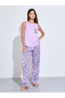 Lilac Paisley Print Sleeveless Tank and Pyjama Set - 2