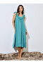 Green V-Low Back Tie Ruffle Detail Slip Dress - 3