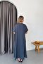 Women's crew neck short sleeve long dress with pockets - smoke gray - 25535 - 3