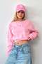 Women's crew neck teddy bear embroidered sweatshirt pink - 264441 - 3