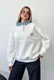 Women's denim collar detailed bow embroidered sweatshirt gray - 264433