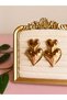 Heart-Shaped Dangle Large Gold Earrings Evening Dress Earrings Tarnish-Resistant Steel - 2