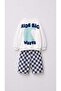 Boy's Slogan Printed 3-Yarn Fabric Undergarment Set