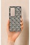 Vivo V30 Compatible Floral Motif Checkered Pattern Silicone Case