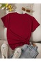 Women's Burgundy Owl Printed Oversize T-Shirt - 2