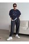 Women's Navy Blue Moment Day Printed Oversize Sweatshirt - 5