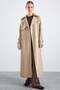 Leather Trench Coat with Cape Detail and Snap Closure Taş 6875 - 6