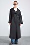 High Collar Oversize Water Repellent Trench Coat Black 6874 - 3