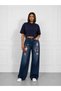 Classic printed wide leg jean trousers