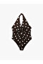 Halter Neck Polka Dot Swimsuit with Knot Detail
