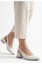Evia White Skin Heeled Shoes - 3