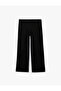 Normal Waist Viscose Blended Stoned Wide Leg Sweatpants - 5