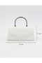 Women's Letter-Covered Black Evening Dress Bag with Strap & Chain Detail - 4