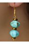 Natural Stone Double Turquoise Hematite Natural Stone Dangle Women's Earrings Euku37B