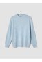Ozmarka New Season Blue Crew Neck Oversize Women's Knitwear Sweater - 5