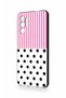 Tecno Pova 3 Compatible Pink Striped Polka Dot Patterned Silicone Case - 4