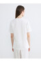 Original Oval Collar Floral Appliqué Blouse - 4