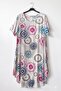 Italian Beige-Blue Pool Collar Short Sleeve Flared Cut Printed Casual Viscose Long Woven Dress 120 62 - 2