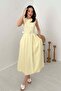 Women's Mustard Halter Neck Flared Dress