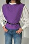 Women's Purple Shirt and Poncho Set Quilted Patterned Belted Balloon Sleeve Two-Piece - 5