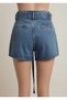 Be Hill Women's Blue High Waist Elastic Waist Self-Belted Denim Shorts - 3
