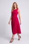 Women's Midi Length Atlas Fabric Pocketed Flared Dress - 5