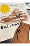 Boy's Palm Tree Patterned Shorts Two-Piece Set – Cream Printed T-Shirt and Tan Muslin Shorts Combination - 4