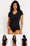 Women's V-Neck Cotton Short Sleeve Bodysuit/T-Shirt/Undershirt - 4